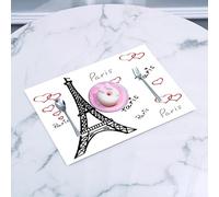 QRFASFZO Table Mats Set of 6, Place Mats Table Placemats Washable Non-slip Heat Insulation Woven Vinyl for,Paris Set Eiffel Tower, Eiffel Paris is always a good idea Tourism locations Love V,12x18 in
