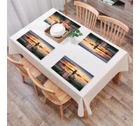 QRFASFZO Table Mats Set of 6, Place Mats Table Placemats Washable Non-slip Heat Insulation Woven Vinyl for,Landscape with beautiful traditional dutch windmills near the water canals with blu,12x18 in