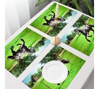 QRFASFZO Table Mats Set of 6, Place Mats Table Placemats Washable Non-slip Heat Insulation Woven Vinyl for,Animal decoration Fiery male horse running in the field in summer,12x18 in