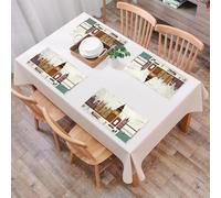 QRFASFZO Table Mats Set of 6, Place Mats Table Placemats Washable Non-slip Heat Insulation Woven Vinyl for,London cityscape, iconic landmarks such as Big Ben Bridge, Telephone Booth and Towe,12x18 in