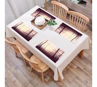 QRFASFZO Table Mats Set of 6, Place Mats Table Placemats Washable Non-slip Heat Insulation Woven Vinyl for,Misty Autumn Forest Red Leaves and Tall Trees Shrouded in an Enigmatic Haze,12x18 in