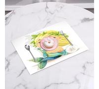 QRFASFZO Table Mats Set of 6, Place Mats Table Placemats Washable Non-slip Heat Insulation Woven Vinyl for,Pisces illustration-A sng girl with a leaf crown embraces a green fish,12x18 in