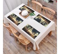 QRFASFZO Table Mats Set of 6, Place Mats Table Placemats Washable Non-slip Heat Insulation Woven Vinyl for,City,beautiful night view of shanghai finance and trade zone,12x18 in