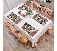 QRFASFZO Table Mats Set of 6, Place Mats Table Placemats Washable Non-slip Heat Insulation Woven Vinyl for,great horned owl sitting on snowy branch,12x18 in
