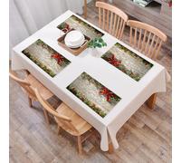 QRFASFZO Table Mats Set of 6, Place Mats Table Placemats Washable Non-slip Heat Insulation Woven Vinyl for,Christmas decoration, pine branches on wooden background, red berries, venus and bi,12x18 in