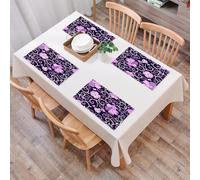 QRFASFZO Table Mats Set of 6, Place Mats Table Placemats Washable Non-slip Heat Insulation Woven Vinyl for,Floral silhouettes, butterfly with swirl-shaped floral motif, decorative curves, li,12x18 in