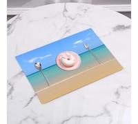 QRFASFZO Table Mats Set of 6, Place Mats Table Placemats Washable Non-slip Heat Insulation Woven Vinyl for,Ocean, Calm and peaceful sea on the beach with landscaping,12x18 in