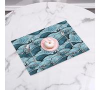 QRFASFZO Table Mats Set of 6, Place Mats Table Placemats Washable Non-slip Heat Insulation Woven Vinyl for,Seamless pattern of traditional Japanese sea wave pattern. Ornament with arcs and c,12x18 in