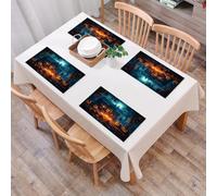 QRFASFZO Table Mats Set of 6, Place Mats Table Placemats Washable Non-slip Heat Insulation Woven Vinyl for,Halloween pumpkin spooky celebration halloween concept,12x18 in