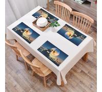 QRFASFZO Table Mats Set of 6, Place Mats Table Placemats Washable Non-slip Heat Insulation Woven Vinyl for,Fantasy World, dead queen in the castle Zombies in the cemetery L,12x18 in