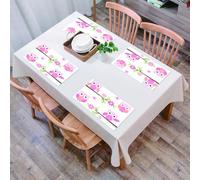 QRFASFZO Table Mats Set of 6, Place Mats Table Placemats Washable Non-slip Heat Insulation Woven Vinyl for,Four cute pink owls on the branches, accompanied by beautiful pink and purple flowe,12x18 in