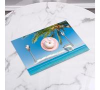 QRFASFZO Table Mats Set of 6, Place Mats Table Placemats Washable Non-slip Heat Insulation Woven Vinyl for,l Large Cruise Ship Heads to The Tropical Sandy Beach Exotic Panorama Coastal Theme,12x18 in