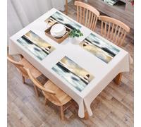 QRFASFZO Table Mats Set of 6, Place Mats Table Placemats Washable Non-slip Heat Insulation Woven Vinyl for,Lighthouse, stormy sea oil painting splashing the moon and the,12x18 in