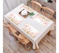 QRFASFZO Table Mats Set of 6, Place Mats Table Placemats Washable Non-slip Heat Insulation Woven Vinyl for,Floral art, a series of exquisite pink flowers sailing towards the sky in a light p,12x18 in