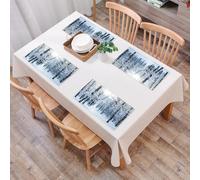 QRFASFZO Table Mats Set of 6, Place Mats Table Placemats Washable Non-slip Heat Insulation Woven Vinyl for,Forest over, winter snow on trees, blue and white, brown pink green gray,12x18 in