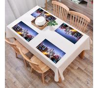 QRFASFZO Table Mats Set of 6, Place Mats Table Placemats Washable Non-slip Heat Insulation Woven Vinyl for,City, Dubai night, the city's skyline is centered on Burj Khalifa,12x18 in