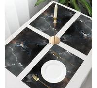 QRFASFZO Table Mats Set of 6, Place Mats Table Placemats Washable Non-slip Heat Insulation Woven Vinyl for,blue dragon a beast of myth and legend. Scaly and serpentine with bat-like wings bl,12x18 in