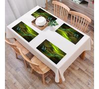 QRFASFZO Table Mats Set of 6, Place Mats Table Placemats Washable Non-slip Heat Insulation Woven Vinyl for,Icelandic Wonder The Northern Lights Illuminating a Picturesque Icelandic Waterfall,12x18 in