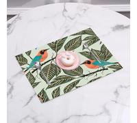 QRFASFZO Table Mats Set of 6, Place Mats Table Placemats Washable Non-slip Heat Insulation Woven Vinyl for,Seamless pattern with tropical birds and plants. Exotic flora and fauna.,12x18 in