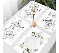 QRFASFZO Table Mats Set of 6, Place Mats Table Placemats Washable Non-slip Heat Insulation Woven Vinyl for,Bike, ride your bike Lettering with nostalgic,12x18 in