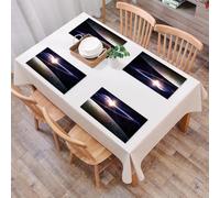 QRFASFZO Table Mats Set of 6, Place Mats Table Placemats Washable Non-slip Heat Insulation Woven Vinyl for,Galaxy sunset in outer space Saturn View of the planet's atmosphere,12x18 in
