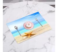 QRFASFZO Table Mats Set of 6, Place Mats Table Placemats Washable Non-slip Heat Insulation Woven Vinyl for,Quiet beach scene with starfish and shells, coastal landscape of marine elements, s,12x18 in