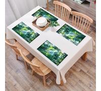 QRFASFZO Table Mats Set of 6, Place Mats Table Placemats Washable Non-slip Heat Insulation Woven Vinyl for,Green leave palm in nature light in green house. Nature background.,12x18 in