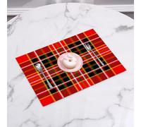 QRFASFZO Table Mats Set of 6, Place Mats Table Placemats Washable Non-slip Heat Insulation Woven Vinyl for,Red Plaid,Vertical and Horizontal Lines Tartan Backdrop Scottish Culture,12x18 in