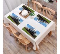 QRFASFZO Table Mats Set of 6, Place Mats Table Placemats Washable Non-slip Heat Insulation Woven Vinyl for,historic steam train passes through the fields,12x18 in