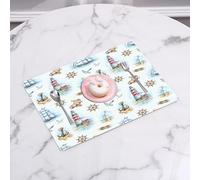 QRFASFZO Table Mats Set of 6, Place Mats Table Placemats Washable Non-slip Heat Insulation Woven Vinyl for,l watercolor pattern, watercolor style lighthouse, ships and anchors, repeat design,12x18 in