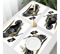 QRFASFZO Table Mats Set of 6, Place Mats Table Placemats Washable Non-slip Heat Insulation Woven Vinyl for,3d picture car breaks through the wall,Hummer on the Rampage Flying High with a Pir,12x18 in