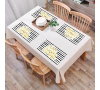 QRFASFZO Table Mats Set of 6, Place Mats Table Placemats Washable Non-slip Heat Insulation Woven Vinyl for,Elegant golden letters on black and white striped background - live love laugh,12x18 in