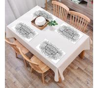 QRFASFZO Table Mats Set of 6, Place Mats Table Placemats Washable Non-slip Heat Insulation Woven Vinyl for,decorative skull floral pattern, complex flower sugar skull, decorated skull on sku,12x18 in