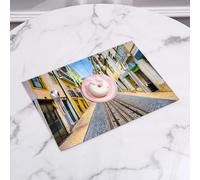 QRFASFZO Table Mats Set of 6, Place Mats Table Placemats Washable Non-slip Heat Insulation Woven Vinyl for,Lisbon Portugal old town streets and tram.,12x18 in