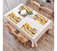 QRFASFZO Table Mats Set of 6, Place Mats Table Placemats Washable Non-slip Heat Insulation Woven Vinyl for,Harvest, Different stages of bread making from wheat to the end product,12x18 in