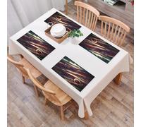 QRFASFZO Table Mats Set of 6, Place Mats Table Placemats Washable Non-slip Heat Insulation Woven Vinyl for,cosmic landscape with planets and ments, mysterious scene of the planet, amazing im,12x18 in