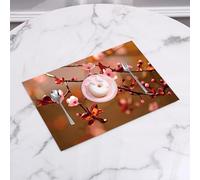 QRFASFZO Table Mats Set of 6, Place Mats Table Placemats Washable Non-slip Heat Insulation Woven Vinyl for,Nature, Cherry Blossom Sakura Tree Branches Flowering Print gi,12x18 in