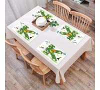 QRFASFZO Table Mats Set of 6, Place Mats Table Placemats Washable Non-slip Heat Insulation Woven Vinyl for,Letter K, capital K Green themed image with inspirations from nature Animals Vegeta,12x18 in