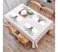 QRFASFZO Table Mats Set of 6, Place Mats Table Placemats Washable Non-slip Heat Insulation Woven Vinyl for,Complex octopus design, detailed black sketch, showing the grace and complexity of,12x18 in
