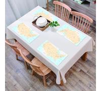 QRFASFZO Table Mats Set of 6, Place Mats Table Placemats Washable Non-slip Heat Insulation Woven Vinyl for,Map of the United States, depicting countries, famous cities, mountains and places,12x18 in