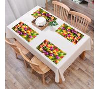 QRFASFZO Table Mats Set of 6, Place Mats Table Placemats Washable Non-slip Heat Insulation Woven Vinyl for,Green Beautiful Bouquet Colorful Tulips Spring Flowers 8 March Nature Beauty Bloom,12x18 in