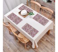 QRFASFZO Table Mats Set of 6, Place Mats Table Placemats Washable Non-slip Heat Insulation Woven Vinyl for,Leopard Skin Motif with Abstract Safari Animal Camouflage Pattern,Black Grey Red,12x18 in