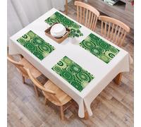 QRFASFZO Table Mats Set of 6, Place Mats Table Placemats Washable Non-slip Heat Insulation Woven Vinyl for,Green, vintage circular retro floral ornament figures,12x18 in