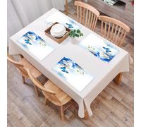 QRFASFZO Table Mats Set of 6, Place Mats Table Placemats Washable Non-slip Heat Insulation Woven Vinyl for,Fleurs sauvages florales,bleues et blanches avec des papillons monarques Prothèses,12x18 in