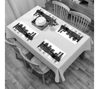 QRFASFZO Table Mats Set of 6, Place Mats Table Placemats Washable Non-slip Heat Insulation Woven Vinyl for,Modern,Brooklyn Bridge Sunset with Manhattan American New York City Famous,12x18 in