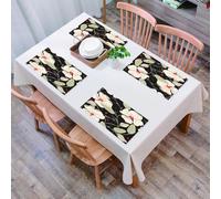 QRFASFZO Table Mats Set of 6, Place Mats Table Placemats Washable Non-slip Heat Insulation Woven Vinyl for,Flowers, Poppy Flowers Vintage with Abstract Floral Arrangement,12x18 in