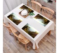 QRFASFZO Table Mats Set of 6, Place Mats Table Placemats Washable Non-slip Heat Insulation Woven Vinyl for,Landscape,Forest Nepal Himalaya Mountains Sunlight Majestic Scenery Nature Photo,12x18 in