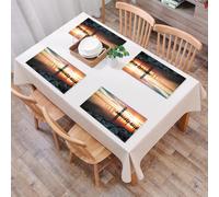 QRFASFZO Table Mats Set of 6, Place Mats Table Placemats Washable Non-slip Heat Insulation Woven Vinyl for,Lighthouse decor, landscape ocean sunset,12x18 in