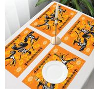 QRFASFZO Table Mats Set of 6, Place Mats Table Placemats Washable Non-slip Heat Insulation Woven Vinyl for,African nations Set,Native African Dancer Figures with Pol,12x18 in