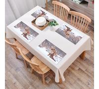 QRFASFZO Table Mats Set of 6, Place Mats Table Placemats Washable Non-slip Heat Insulation Woven Vinyl for,Fox, Countryside Snow Landscape Furry Wild Animal Hunting Vulpine Cold Winter Print,12x18 in